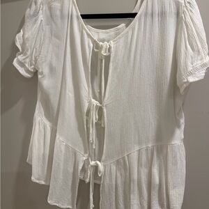 Chic White Tie-Back Blouse